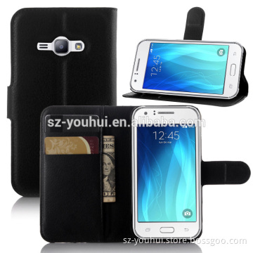 HOT SELLING Luxury Case for Samsung GALAXY J1 ACE PU Lichee Leather Flip Cover with Wallet